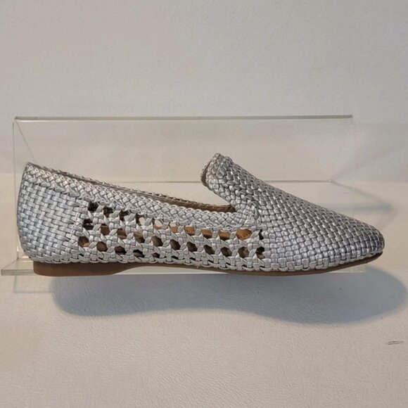 Birdies Silver Handwoven Vegan Leather Starling Loafer Flats - Picture 8 of 11